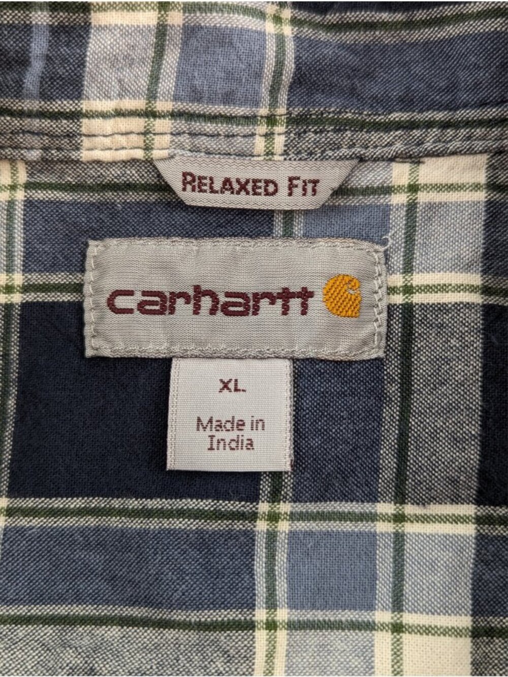Carhartt Mens XL Shirt Plaid Short Sleeve Button Down 104174-DBD Relaxed Fit EUC - Picture 4 of 9